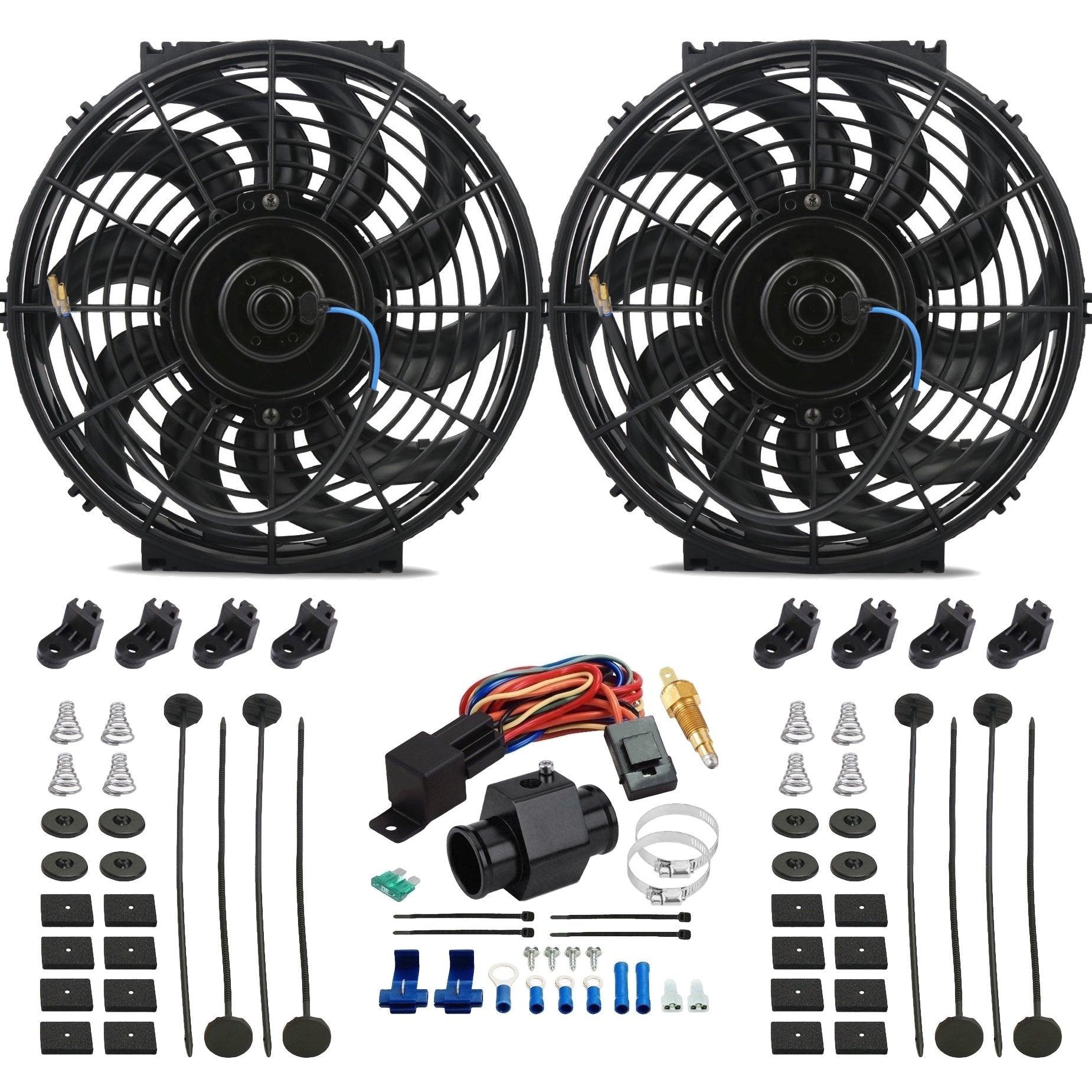 Dual 12-13 Inch 90w Electric Fans Radiator In-Hose Grounding Temp Swit –  American Volt