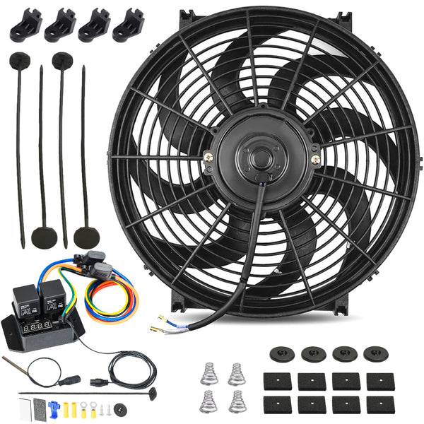 14-15 Inch 130w Electric Fans Digital Adjustable Radiator Probe Temp Switch